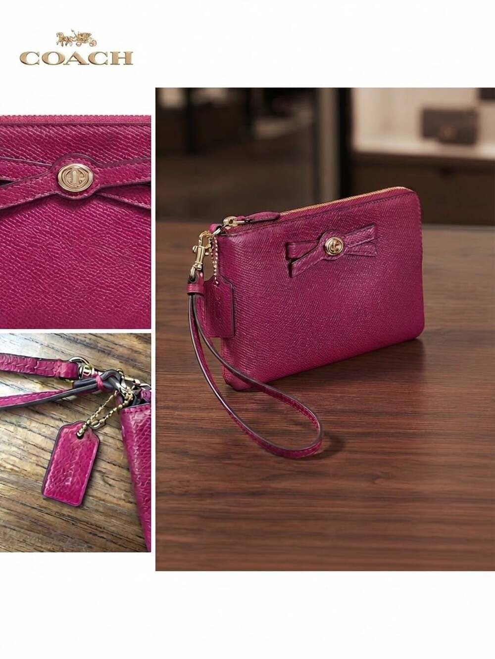 Coach Turnlock Small Wristlet with Bow